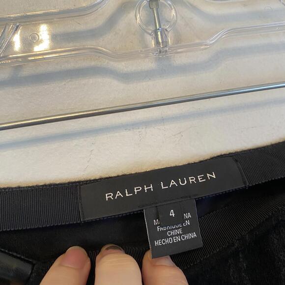 RALPH LAUREN Black Label gray wool plaid skirt lamb skin trim sz 4 - Picture 2 of 5